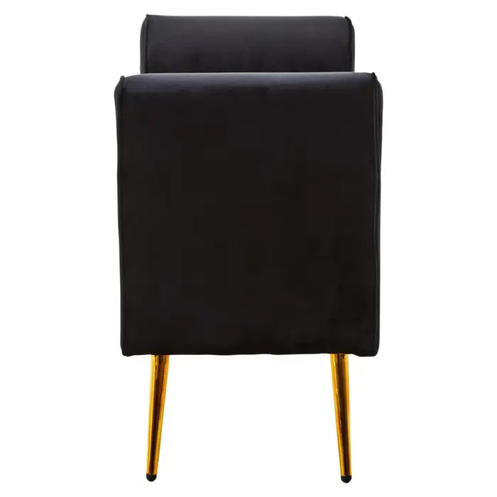 velvet storage bench with gold finish iron legs