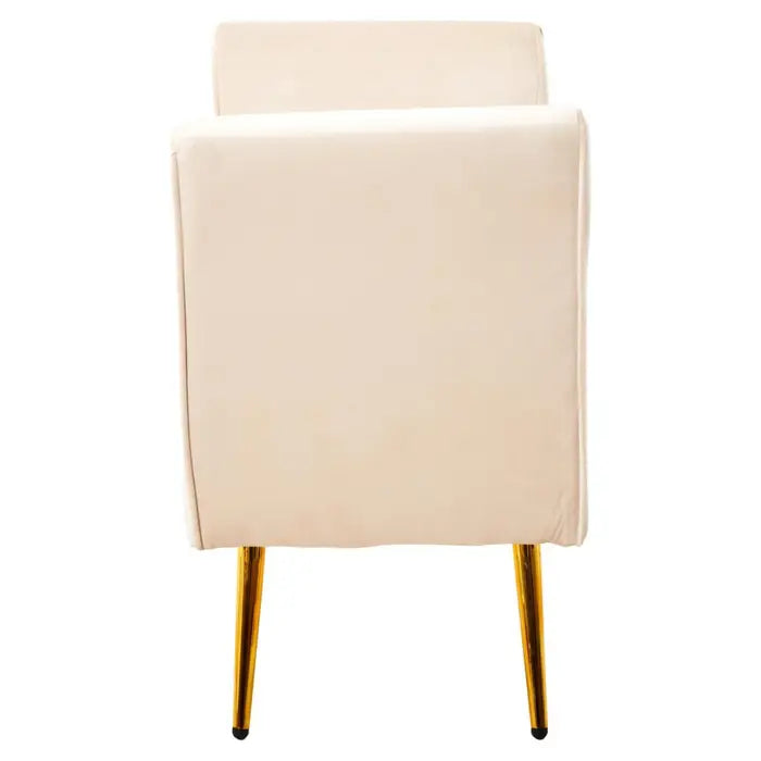 velvet storage bench with gold finish iron legs