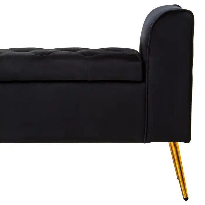 velvet storage bench with gold finish iron legs