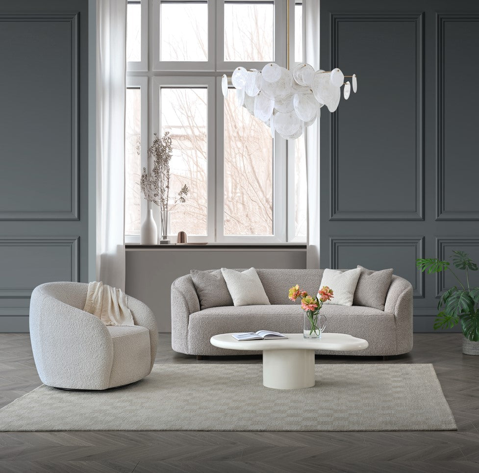 Nola Boucle Teddy Sofa and Accent Chair