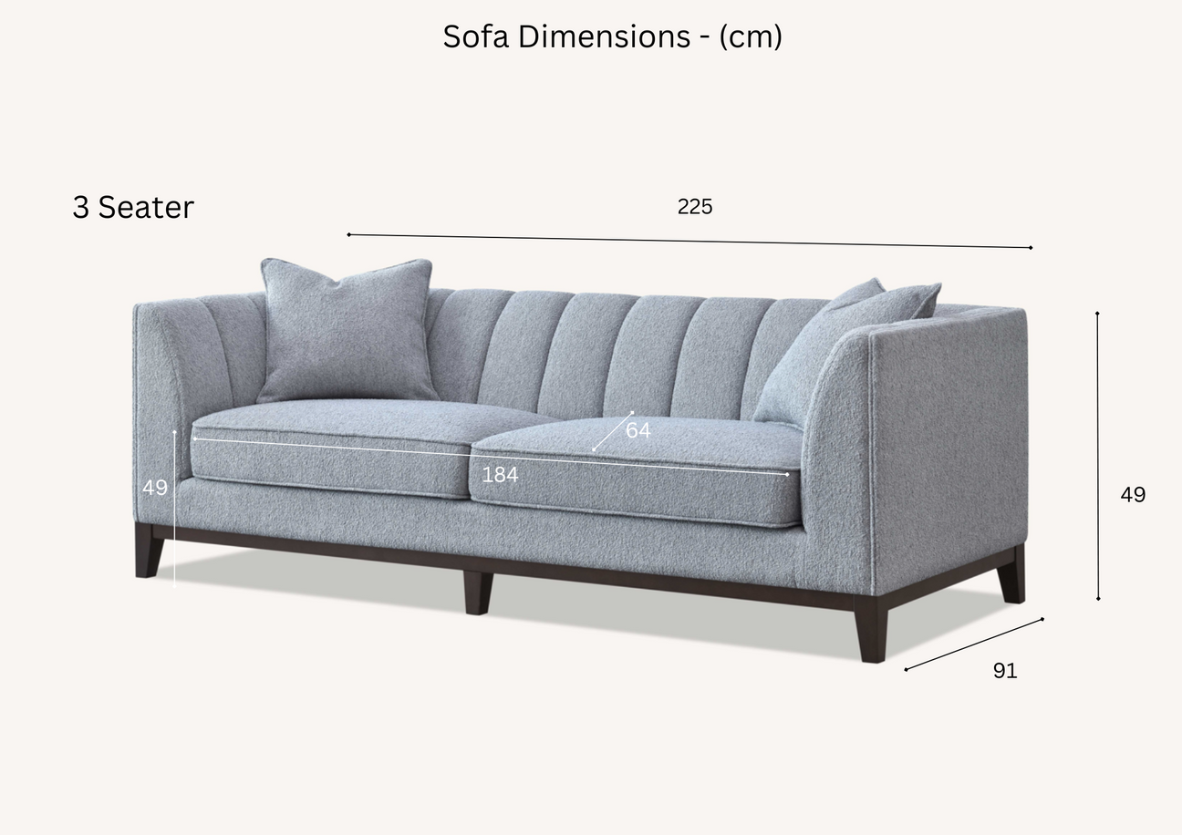 Luxo 3 Seater Sofa in Dolphin Boucle