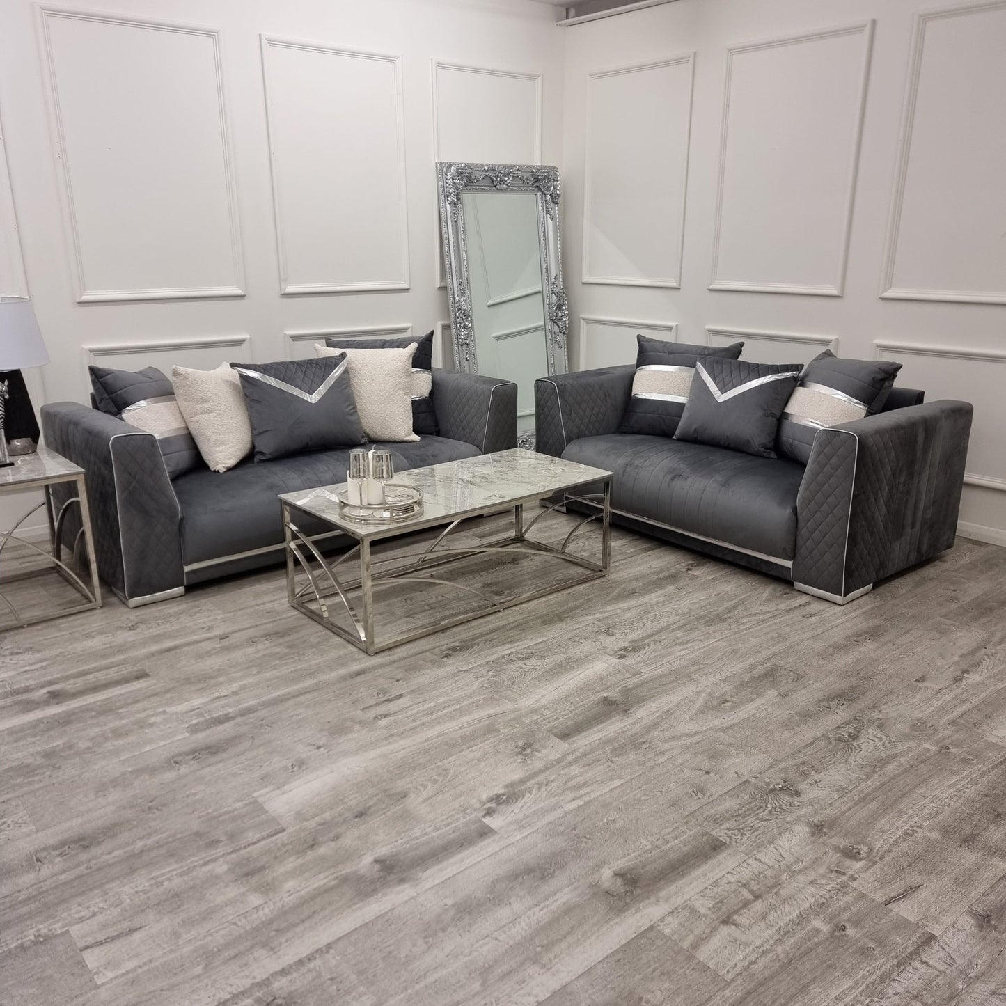 Empire 3 & 2 Seater Chrome Sofa Set